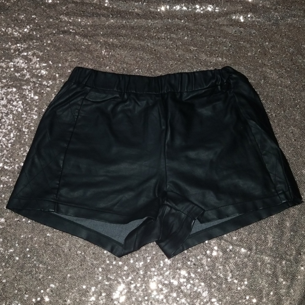 Black leather shorts